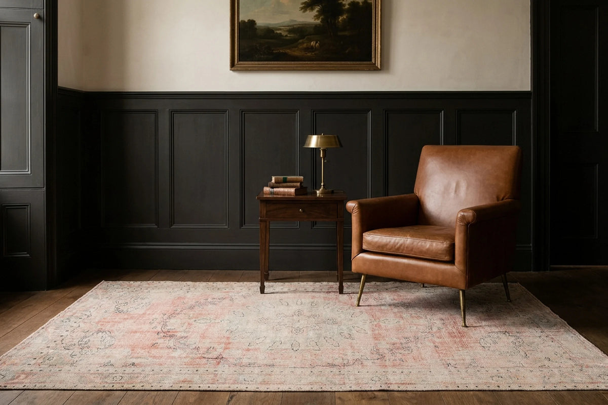 Beige Turkish rug in a styled room