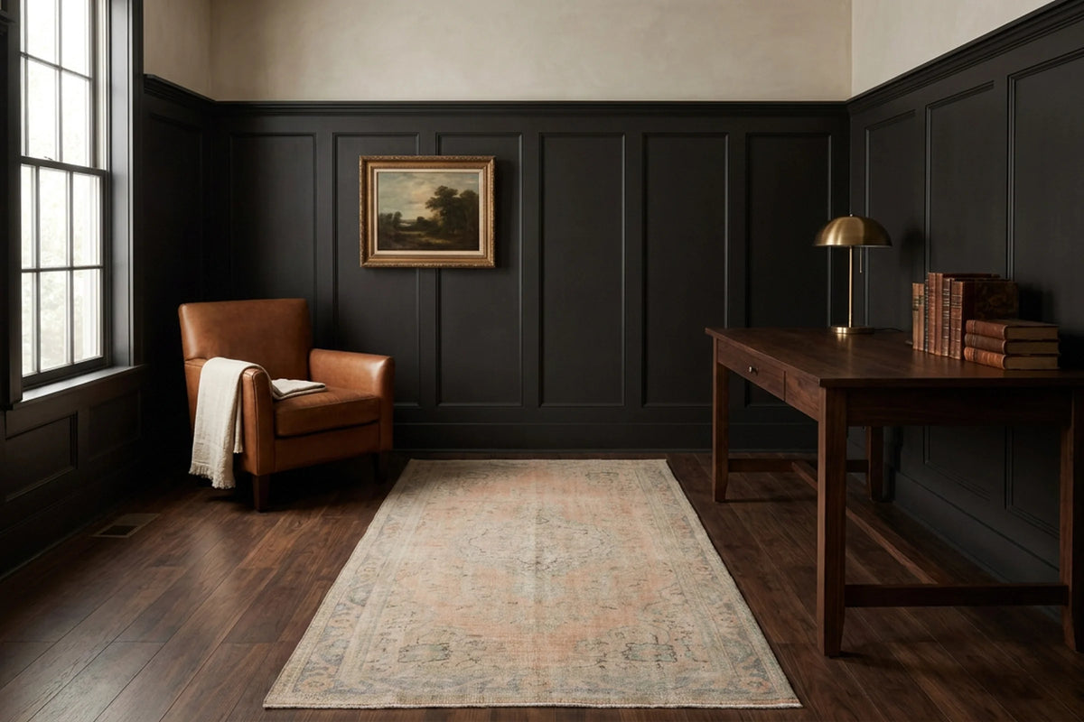 Beige Turkish rug in a study