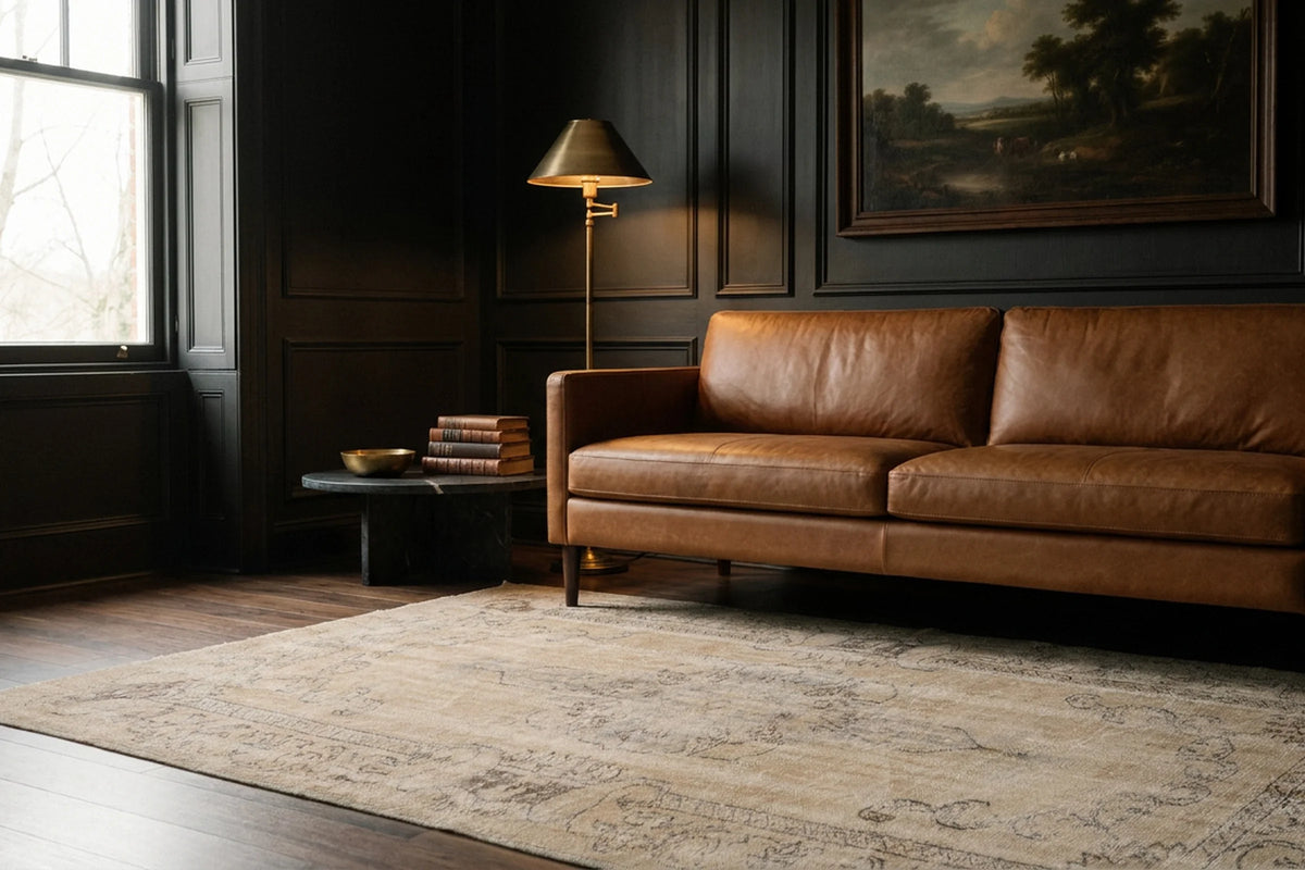 Beige Turkish rug in a styled room