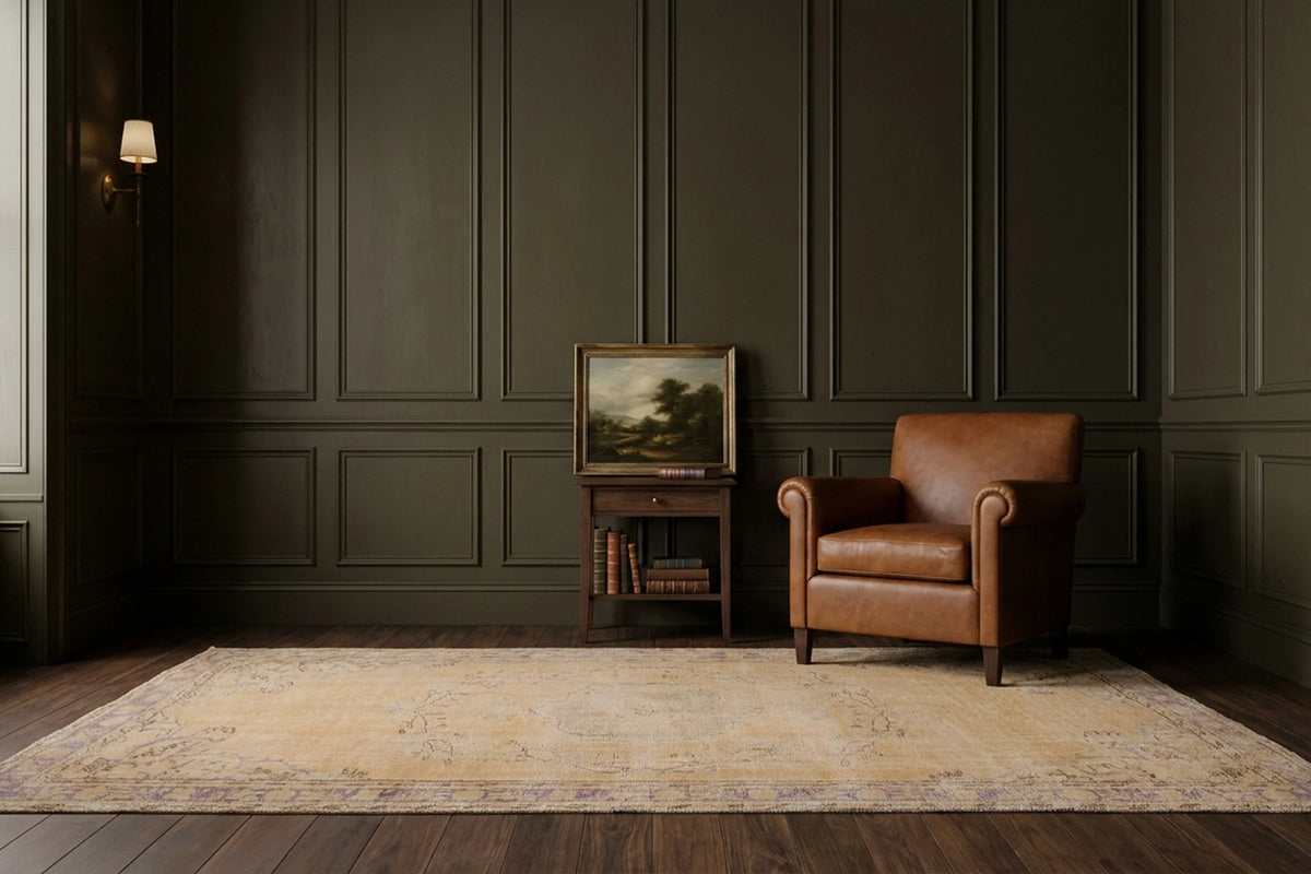 Beige Turkish rug in a styled room