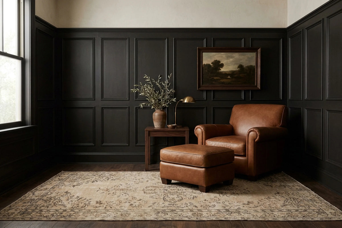 Beige Turkish rug in a styled room