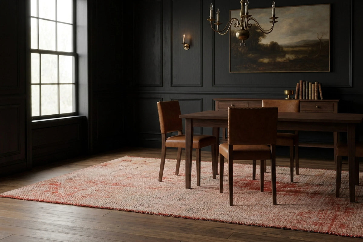 Beige Turkish rug in a dining room