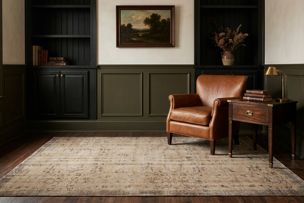 Beige Turkish rug in a styled room