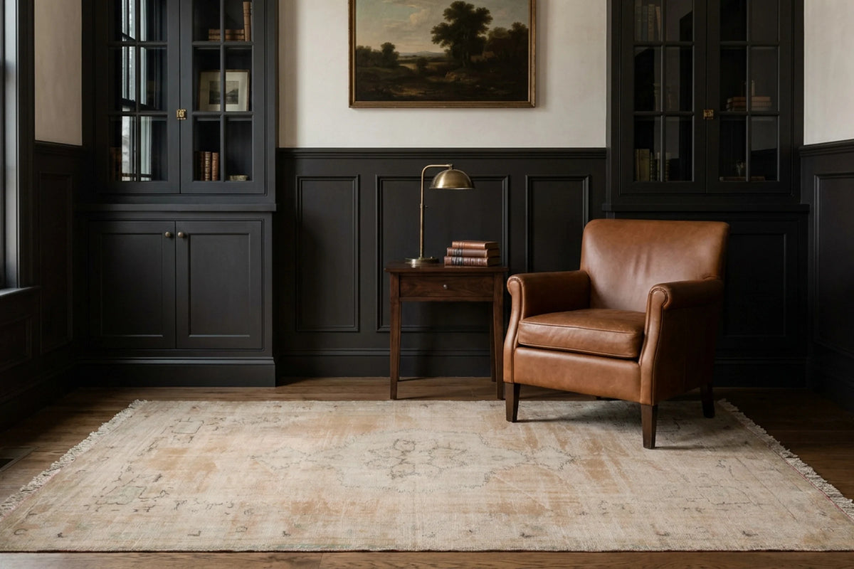 Beige Turkish rug in a styled room
