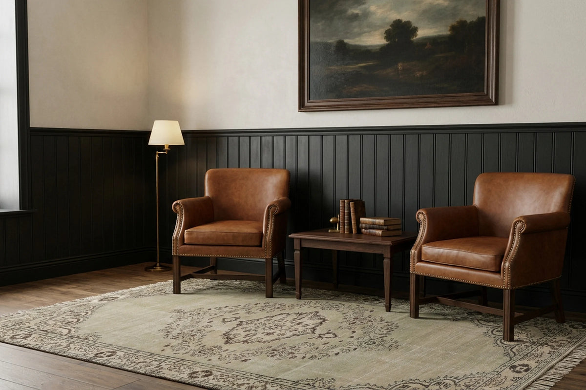 Beige Turkish rug in a styled room