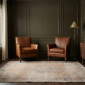 Beige Turkish rug in a den