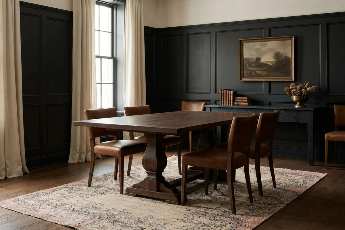 Beige Turkish rug in a dining room