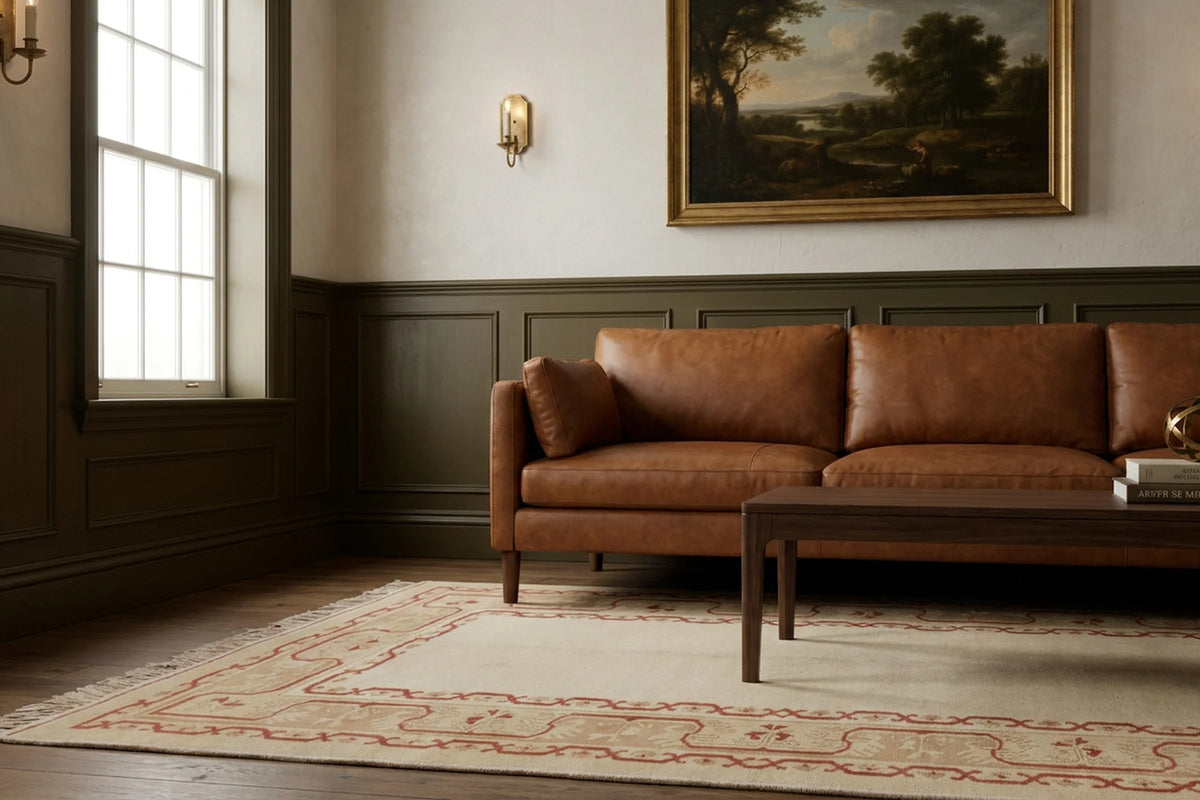 Beige Turkish rug in a styled room
