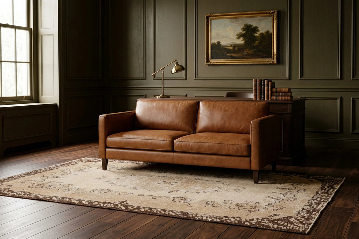 Beige Turkish rug in a styled room