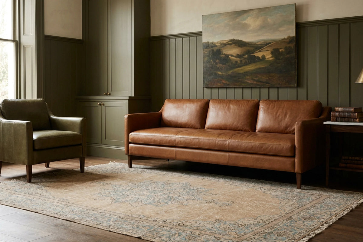 Beige Turkish rug in a styled room
