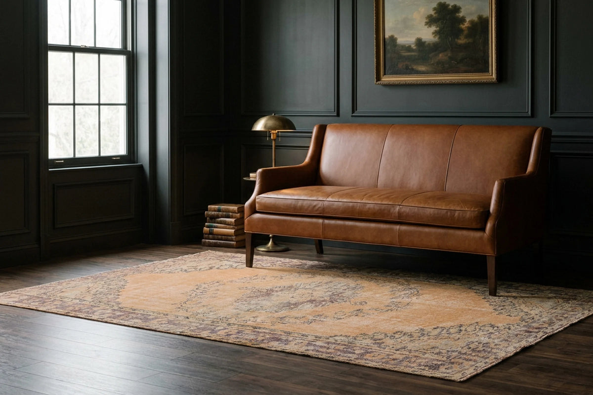 Beige Turkish rug in a styled room