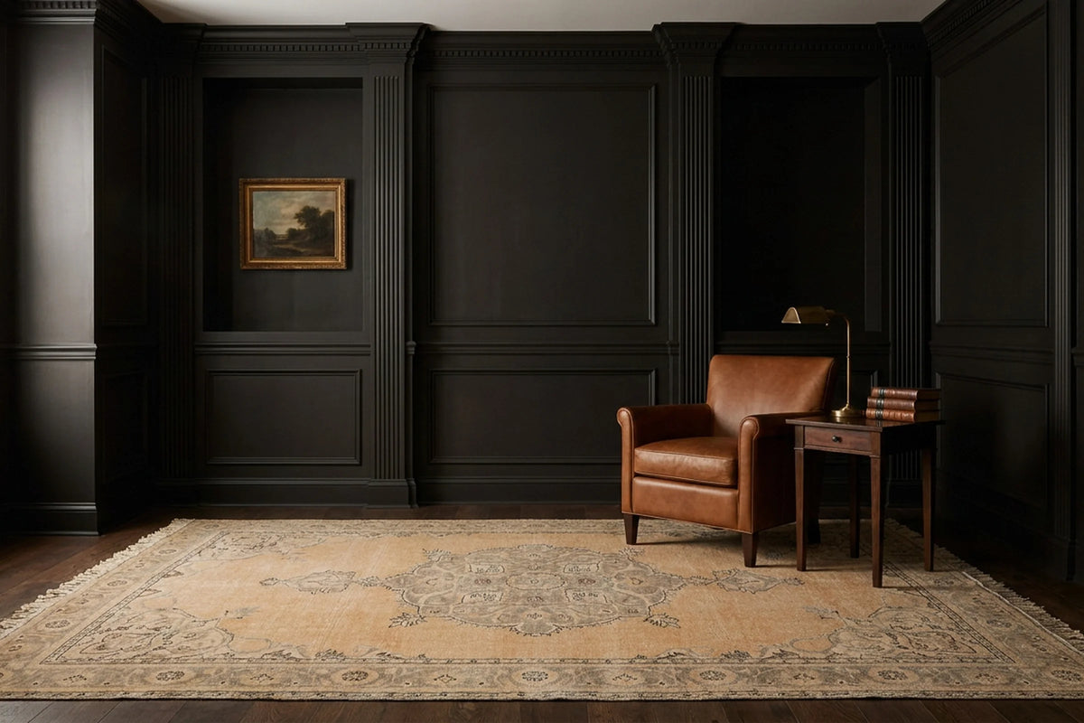 Beige Turkish rug in a styled room