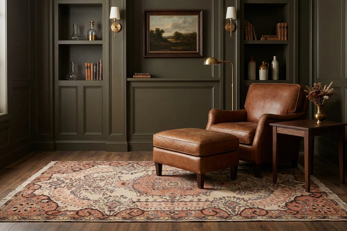 Beige Turkish rug in a styled room