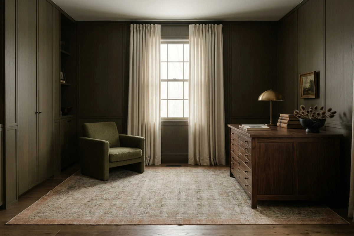 Beige Turkish rug in a styled room