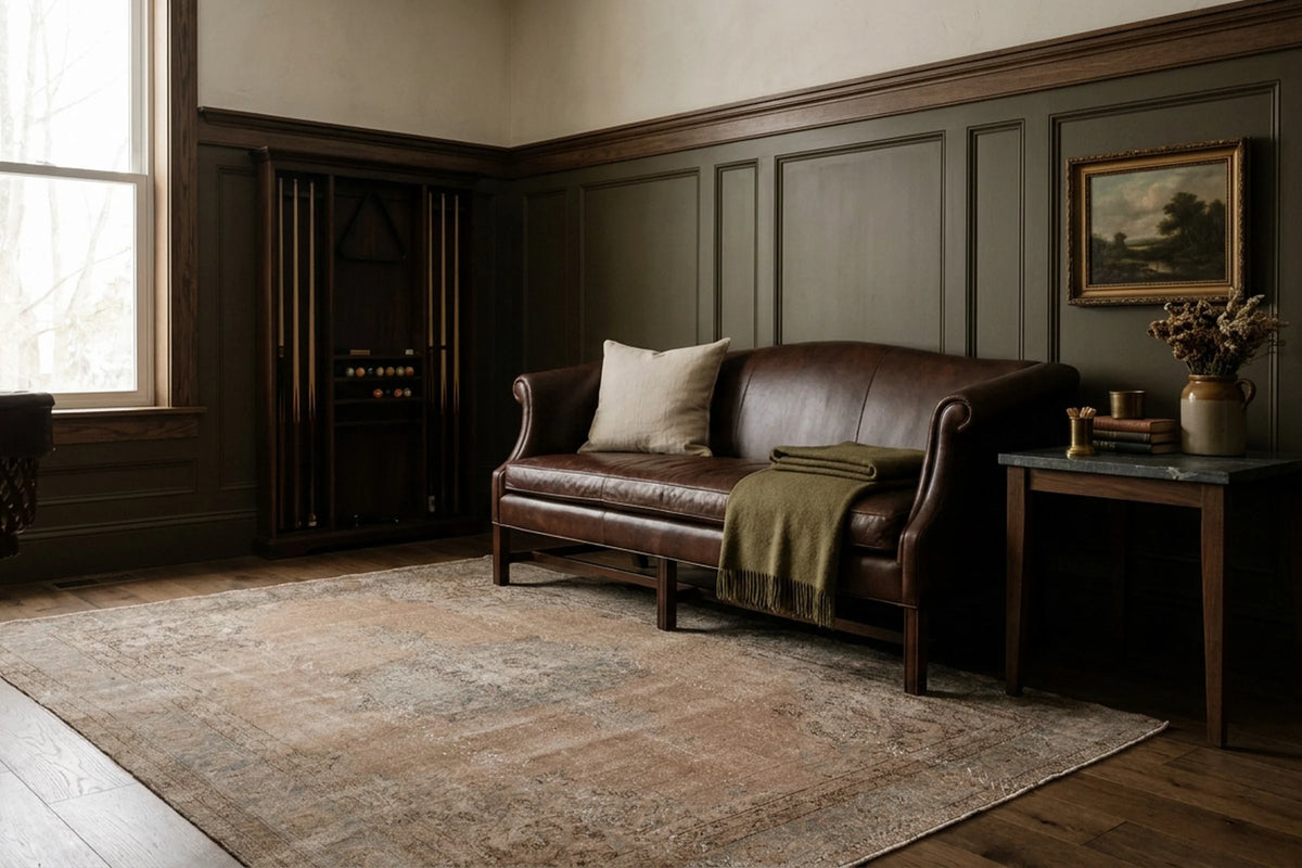 Beige Turkish rug in a styled room