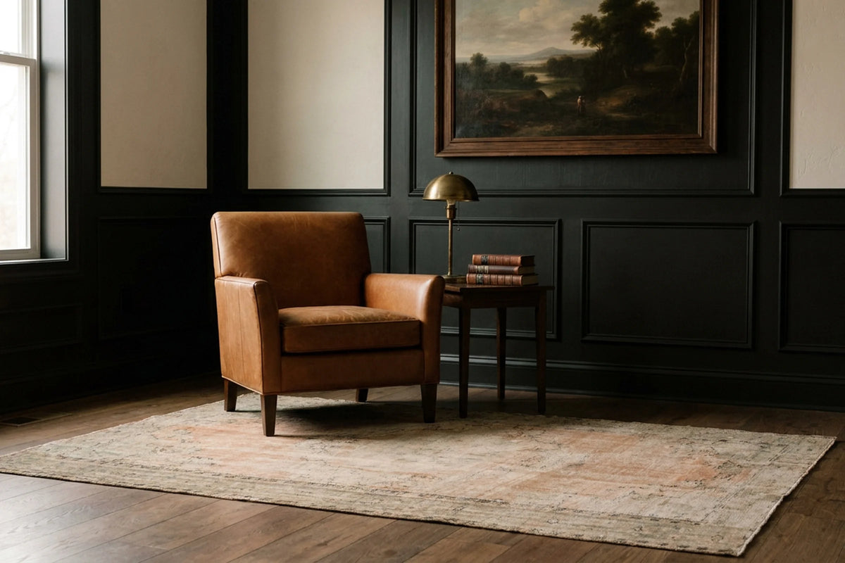 Beige Turkish rug in a styled room