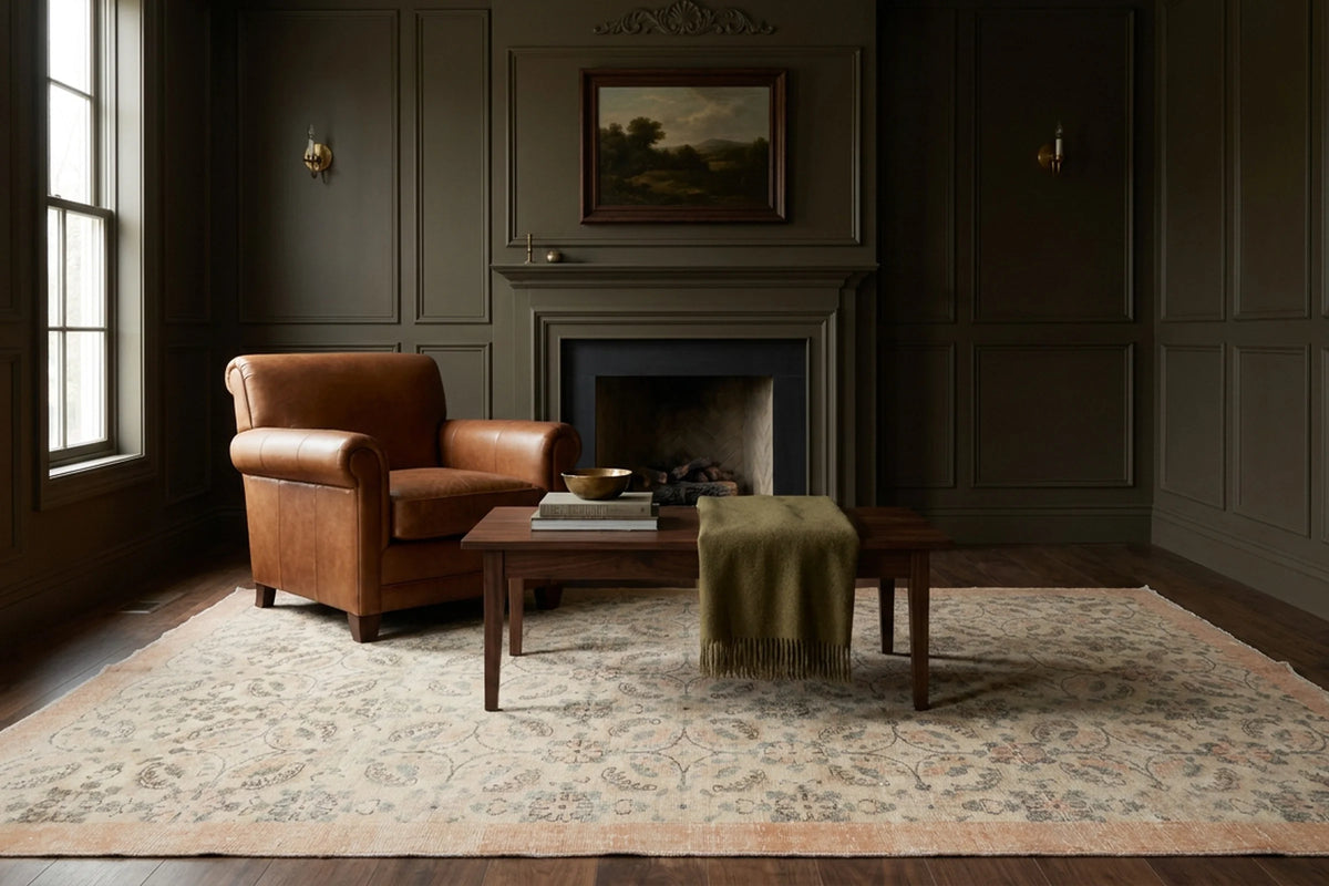 Beige Turkish rug in a styled room