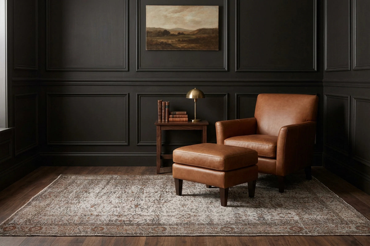 Beige Turkish rug in a styled room