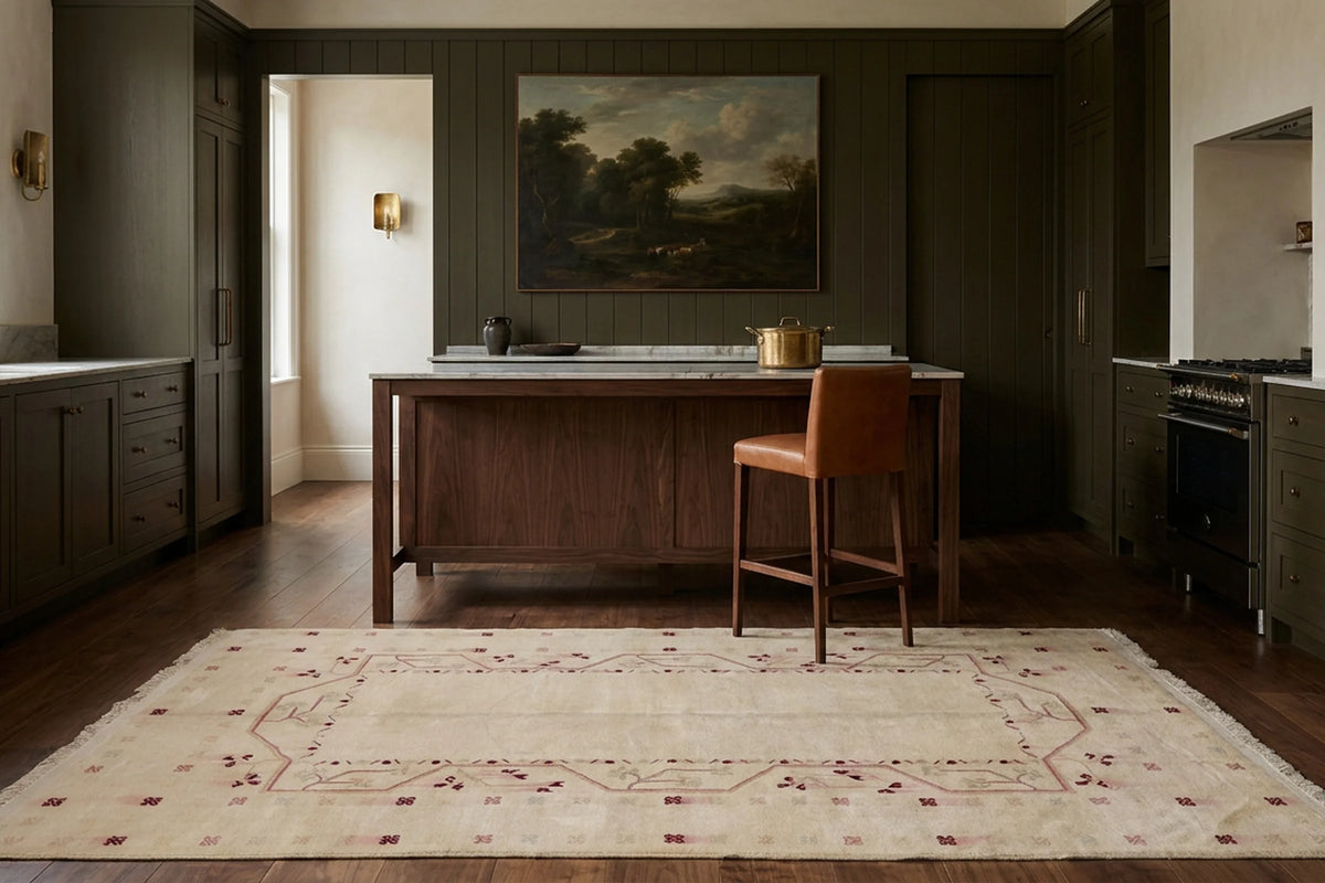 Beige Turkish rug in a kitchen