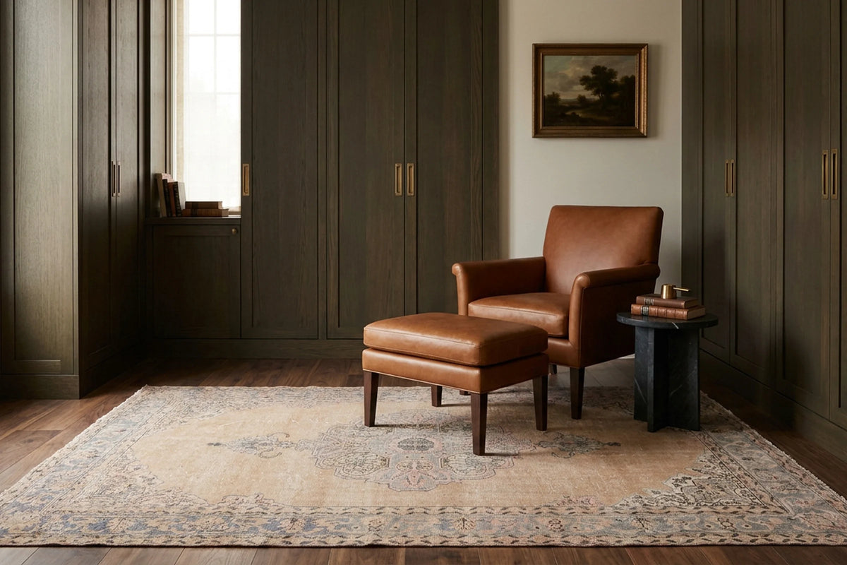 Beige Turkish rug in a styled room