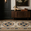Beige Turkish rug in a styled room