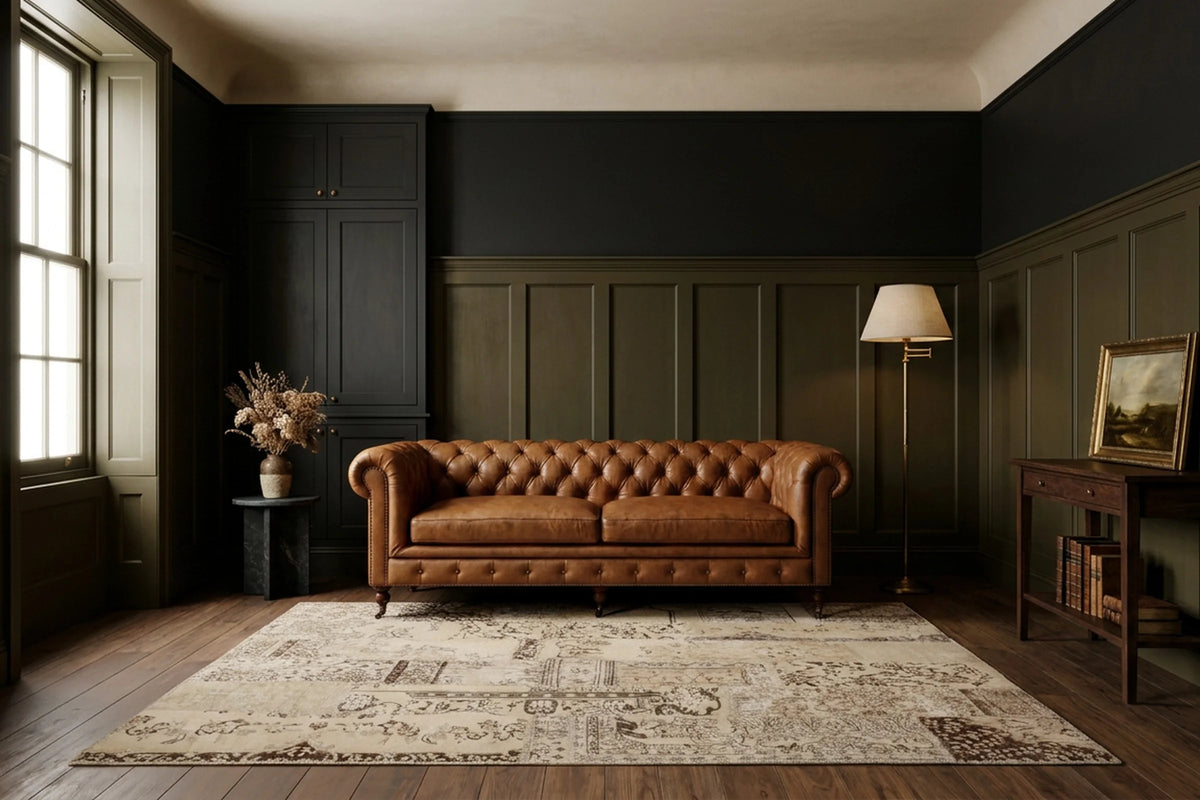 Beige Turkish rug in a styled room