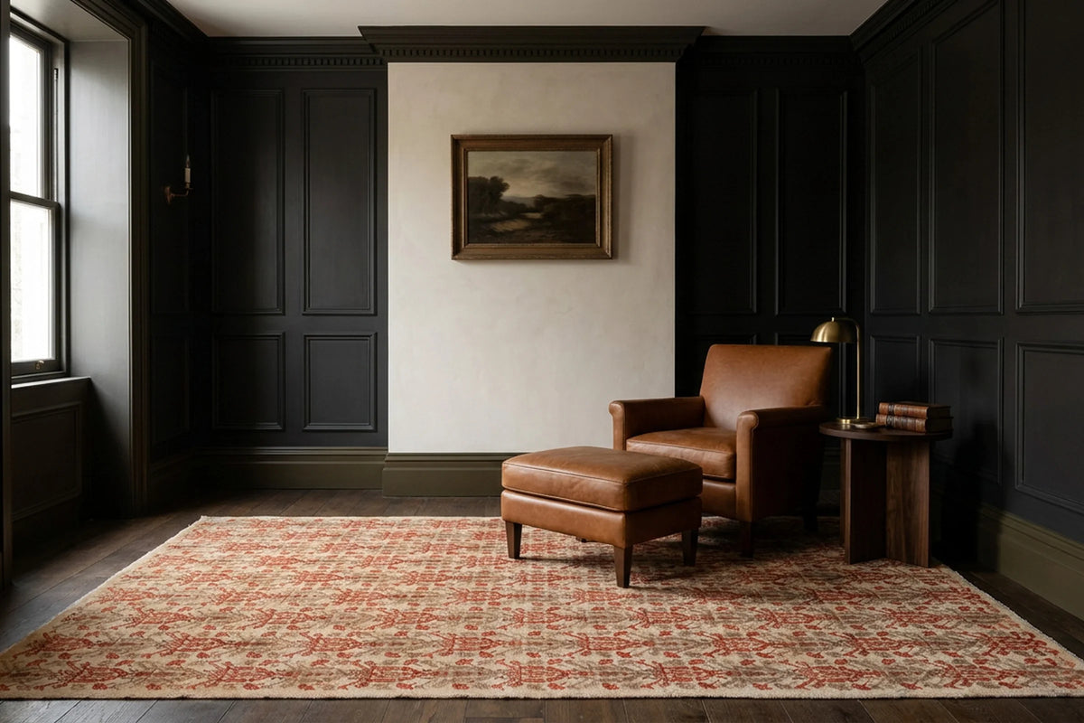 Beige Turkish rug in a styled room