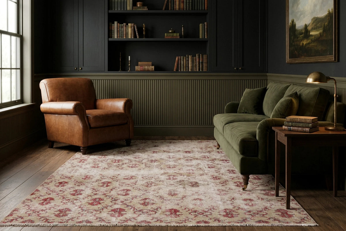 Beige Turkish rug in a styled room