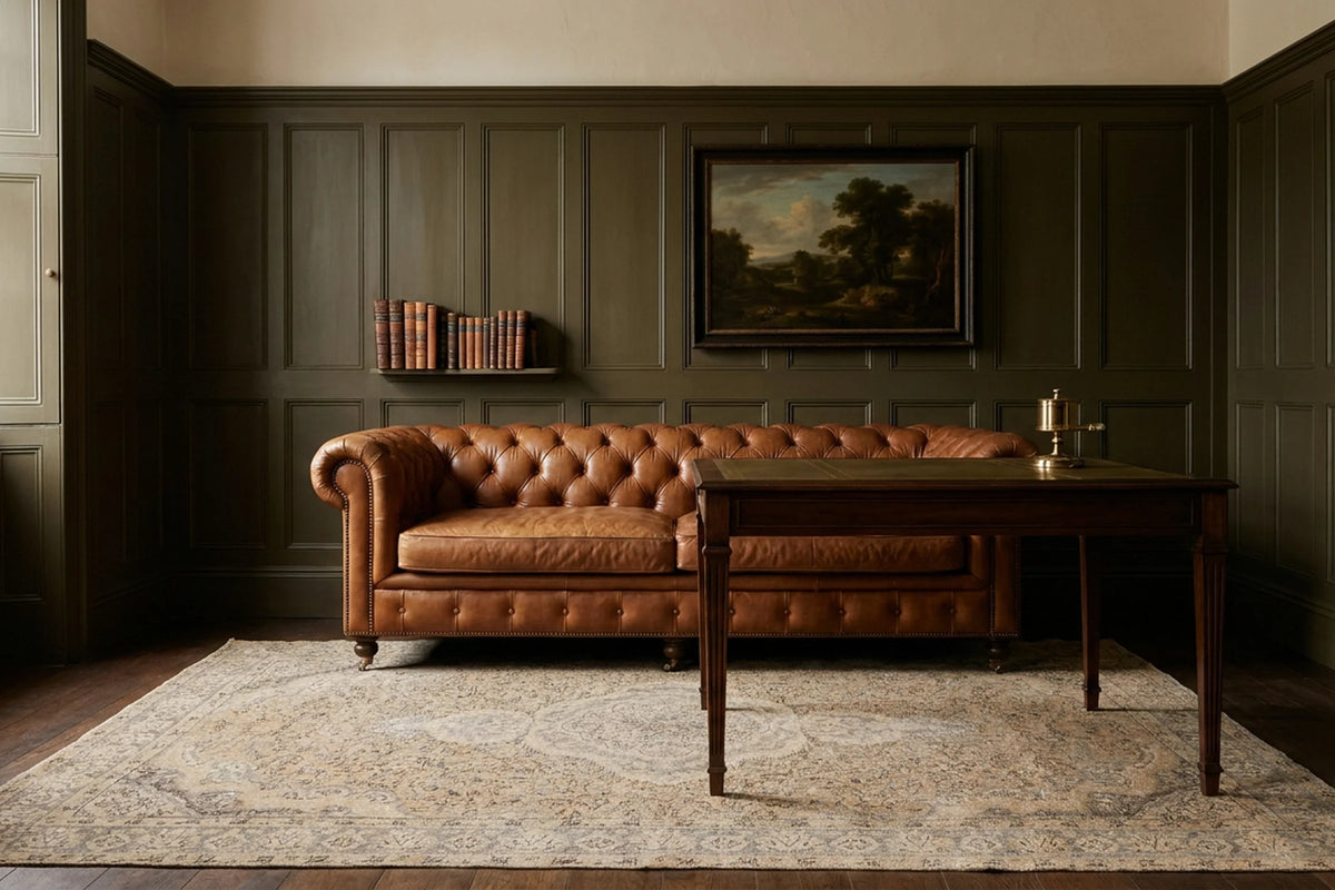 Beige Turkish rug in a styled room