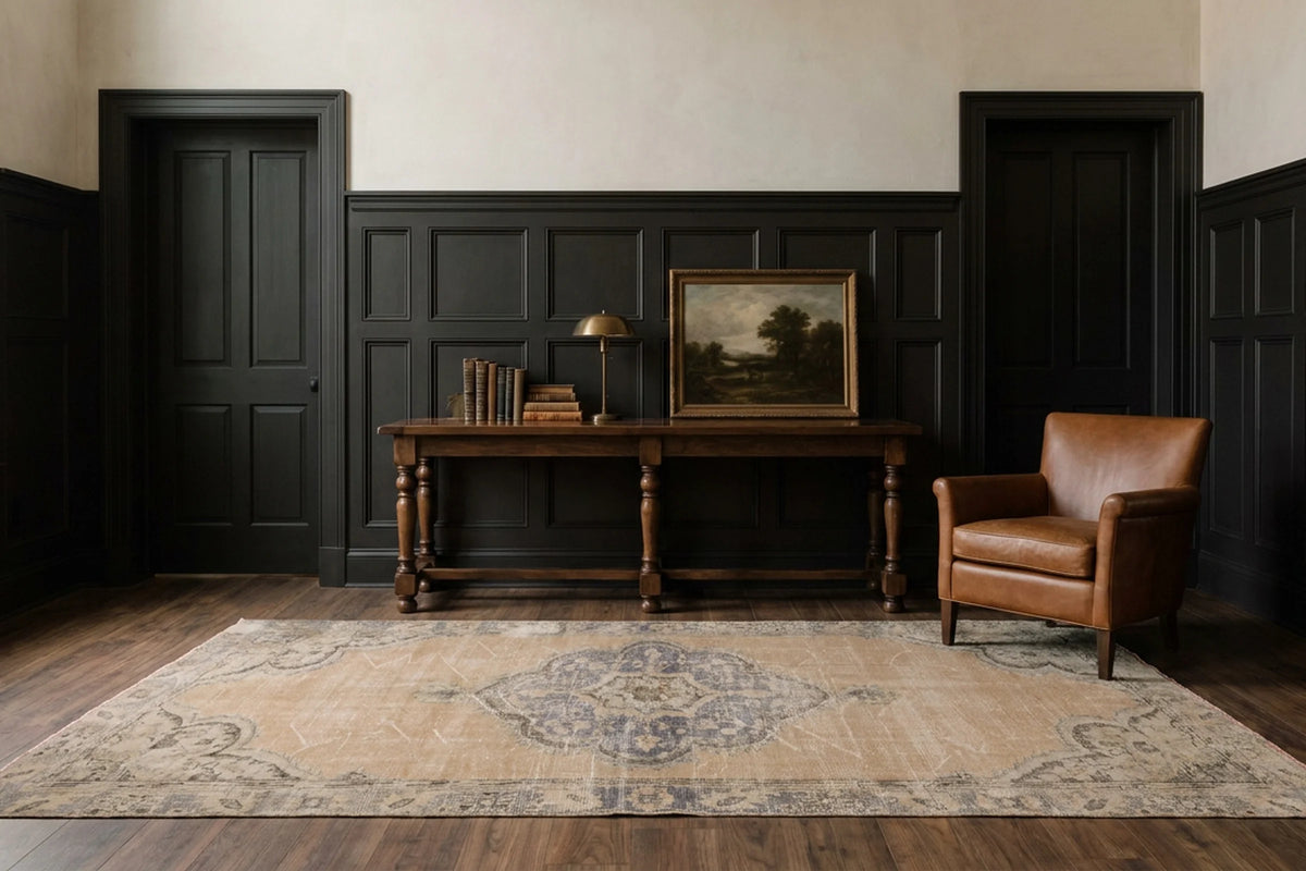 Beige Turkish rug in a styled room