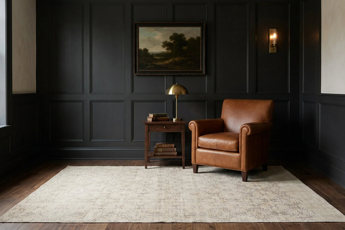 Beige Turkish rug in a styled room