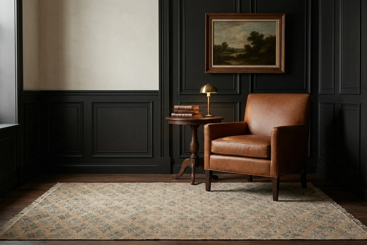 Beige Turkish rug in a styled room