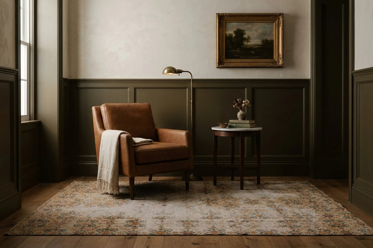 Beige Turkish rug in a styled room