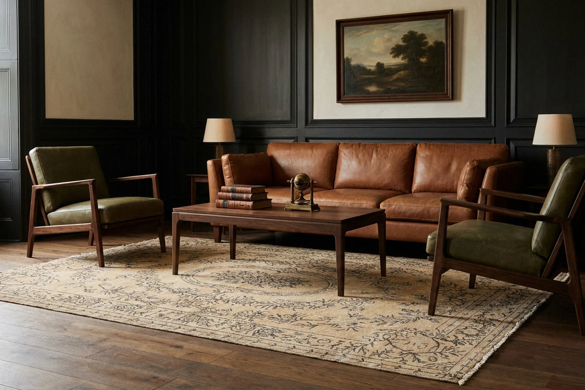 Beige Turkish rug in a styled room