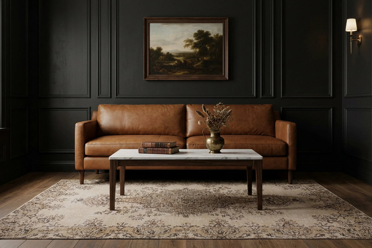 Beige Turkish rug in a styled room