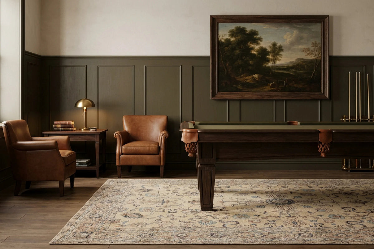 Beige Turkish rug in a styled room