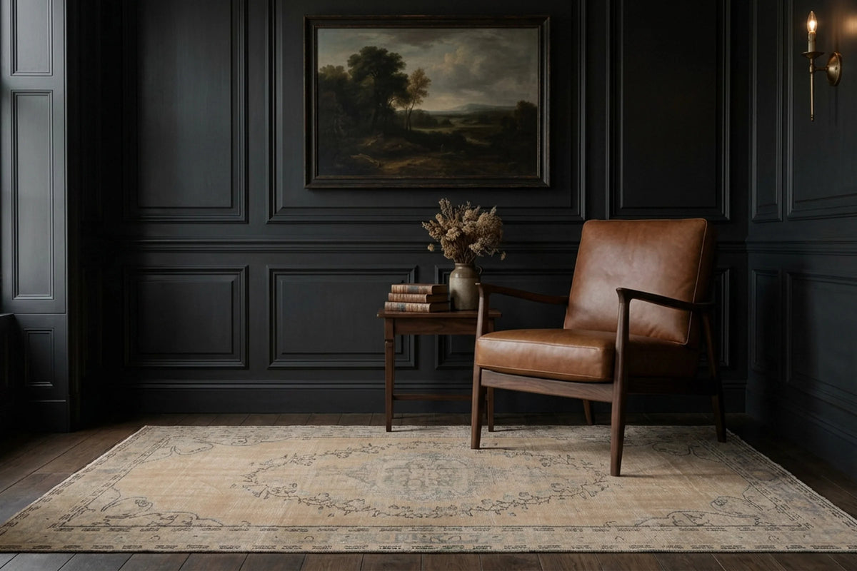 Beige Turkish rug in a styled room