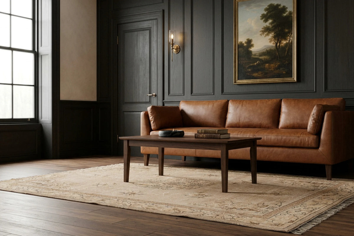 Beige Turkish rug in a styled room