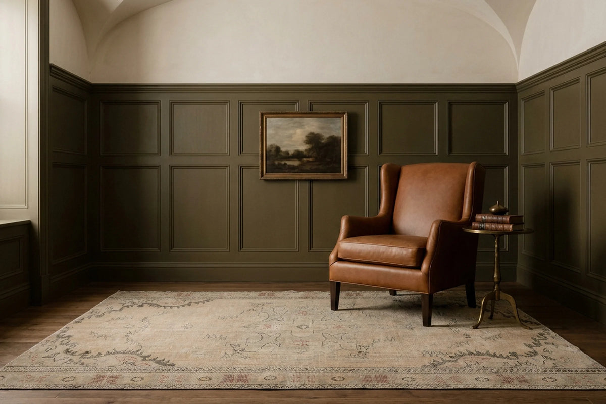 Beige Turkish rug in a styled room