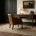 Beige Turkish rug in a home office