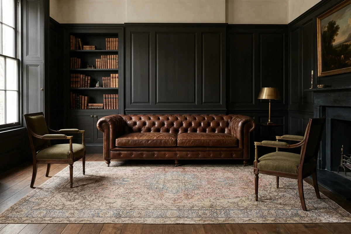 Beige Turkish rug in a styled room
