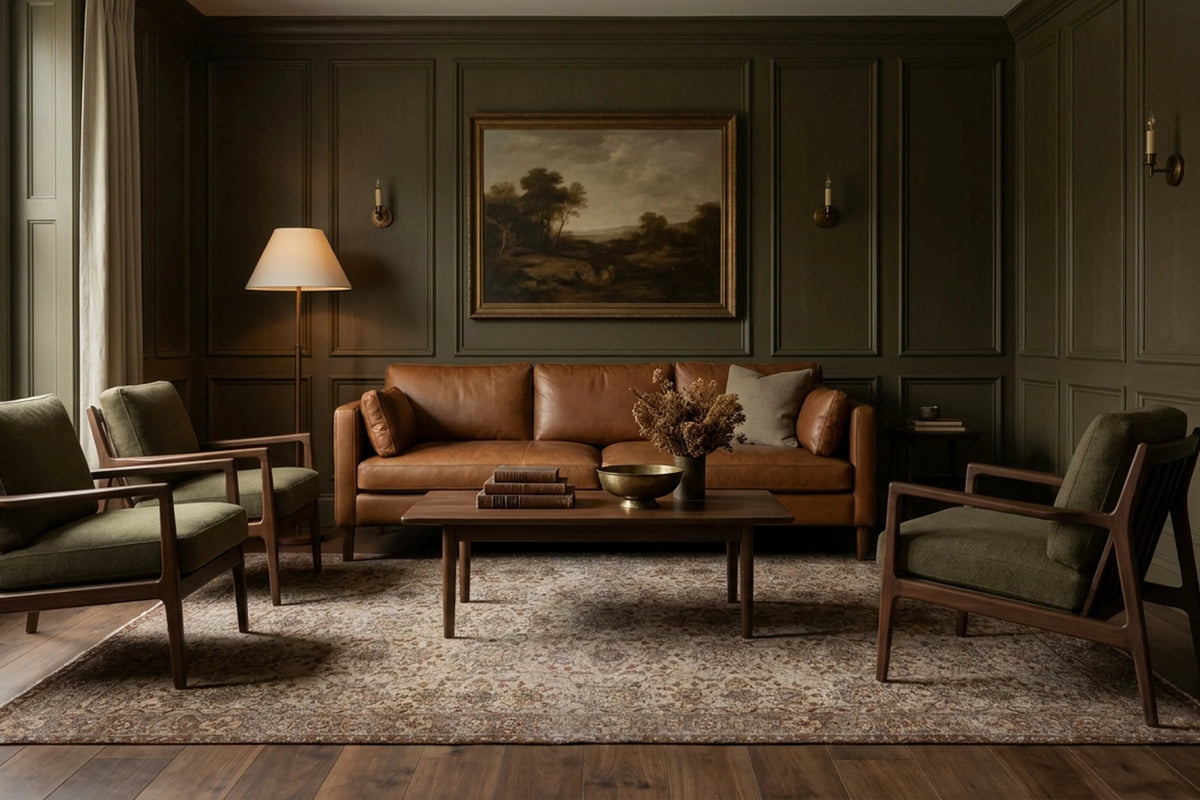 Beige Turkish rug in a styled room