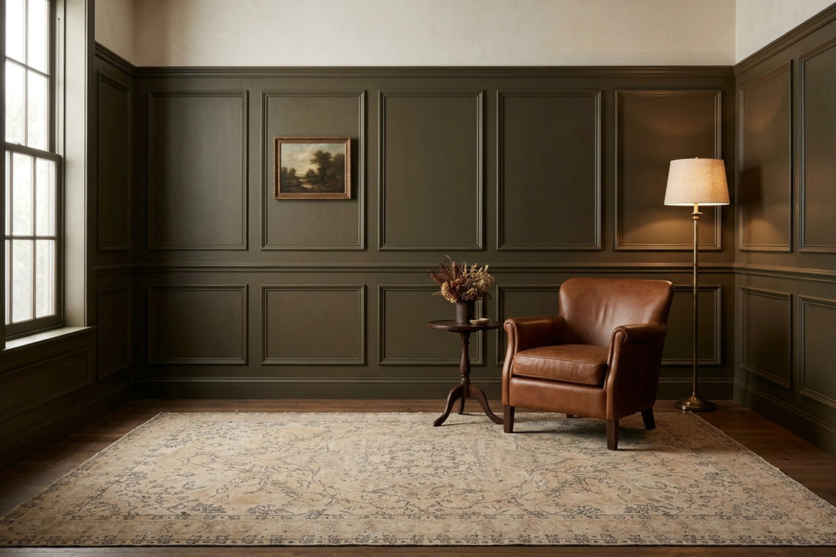 Beige Turkish rug in a styled room