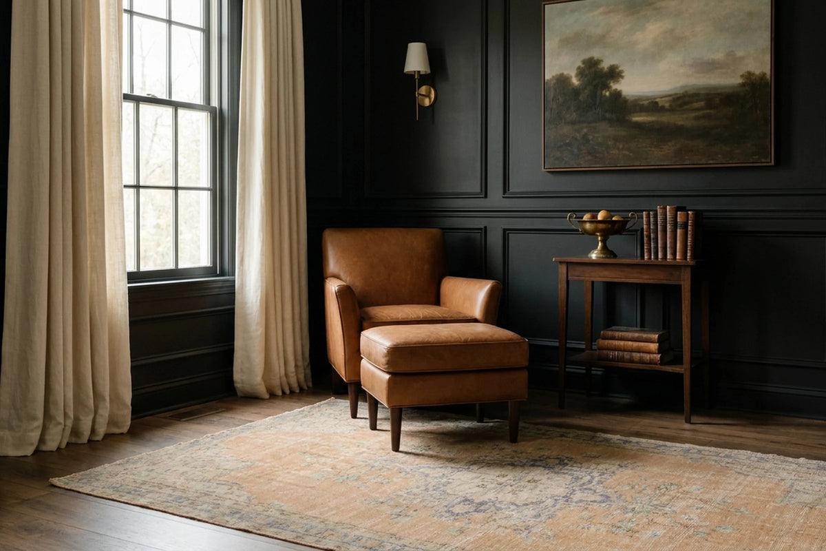 Beige Turkish rug in a styled room
