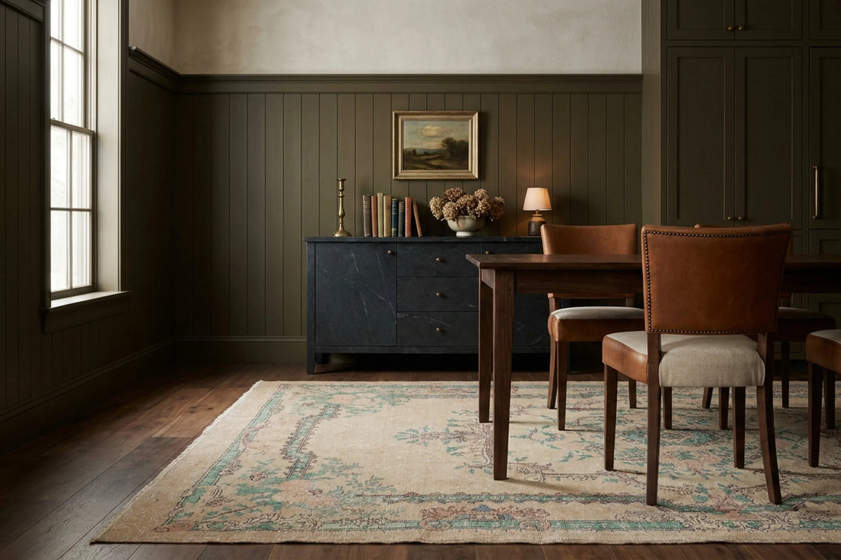 Beige Turkish rug in a kitchen