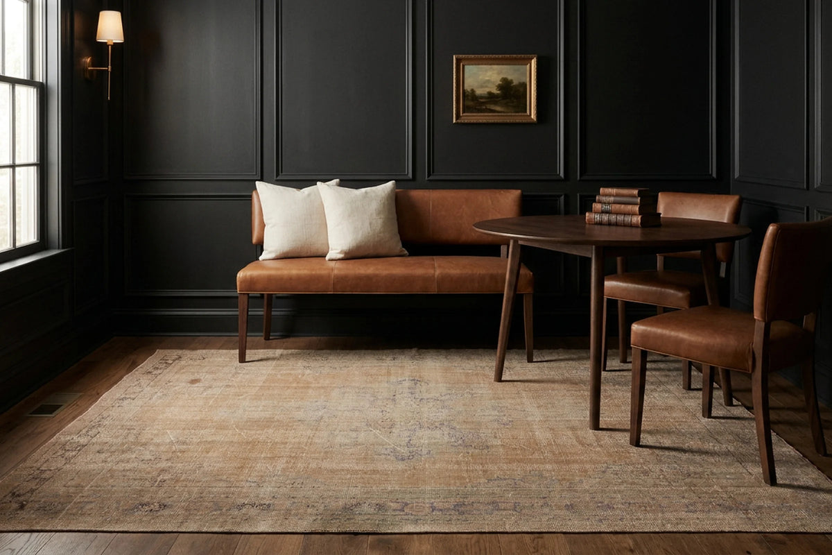 Beige Turkish rug in a styled room