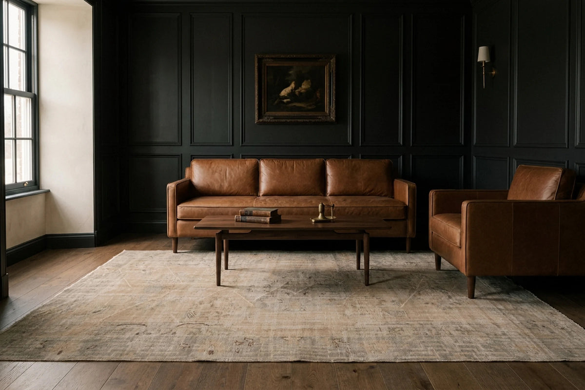 Beige Turkish rug in a styled room