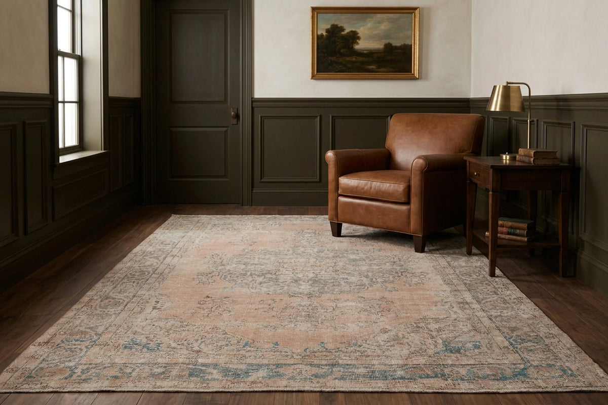 Beige Turkish rug in a styled room