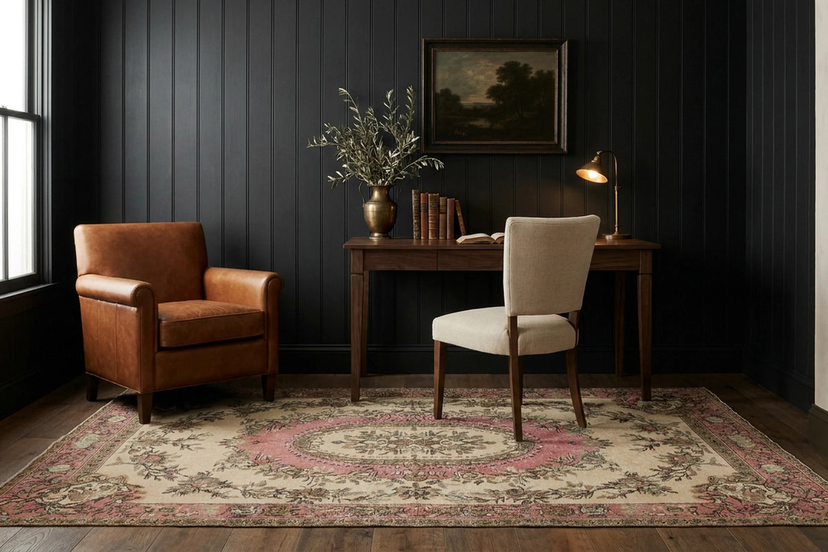Beige Turkish rug in a styled room