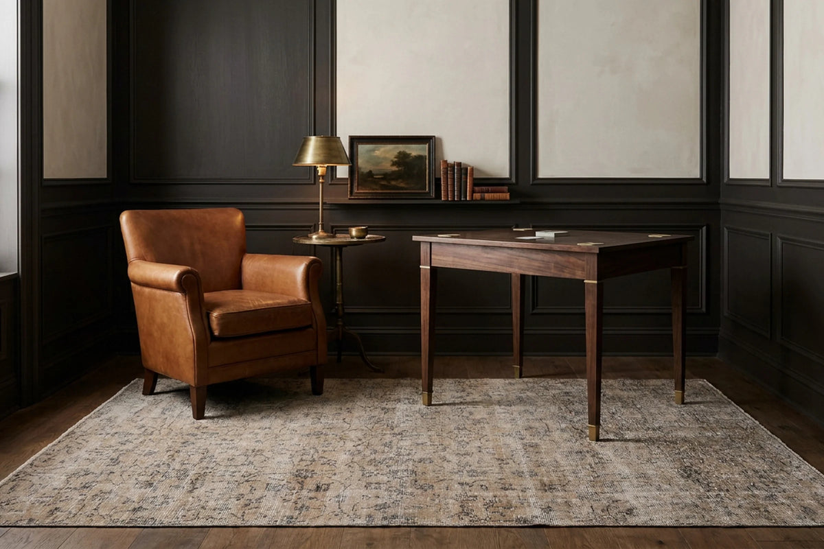Beige Turkish rug in a study